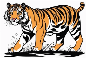 Tiger walking tattoo idea
