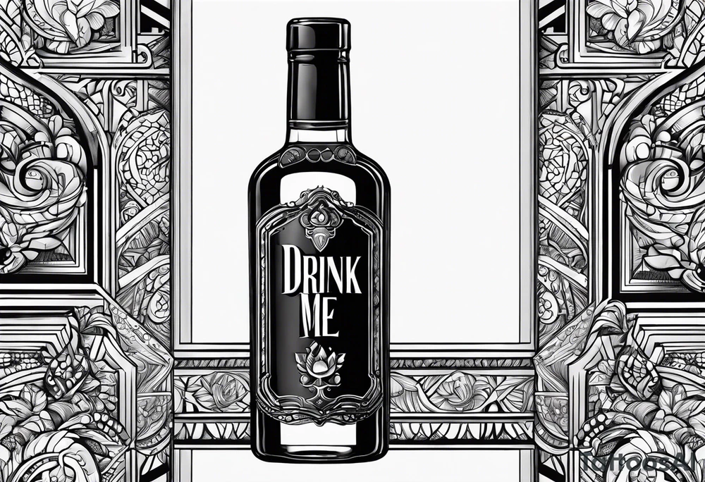 A bottle with a sign that says "drink me" tattoo idea