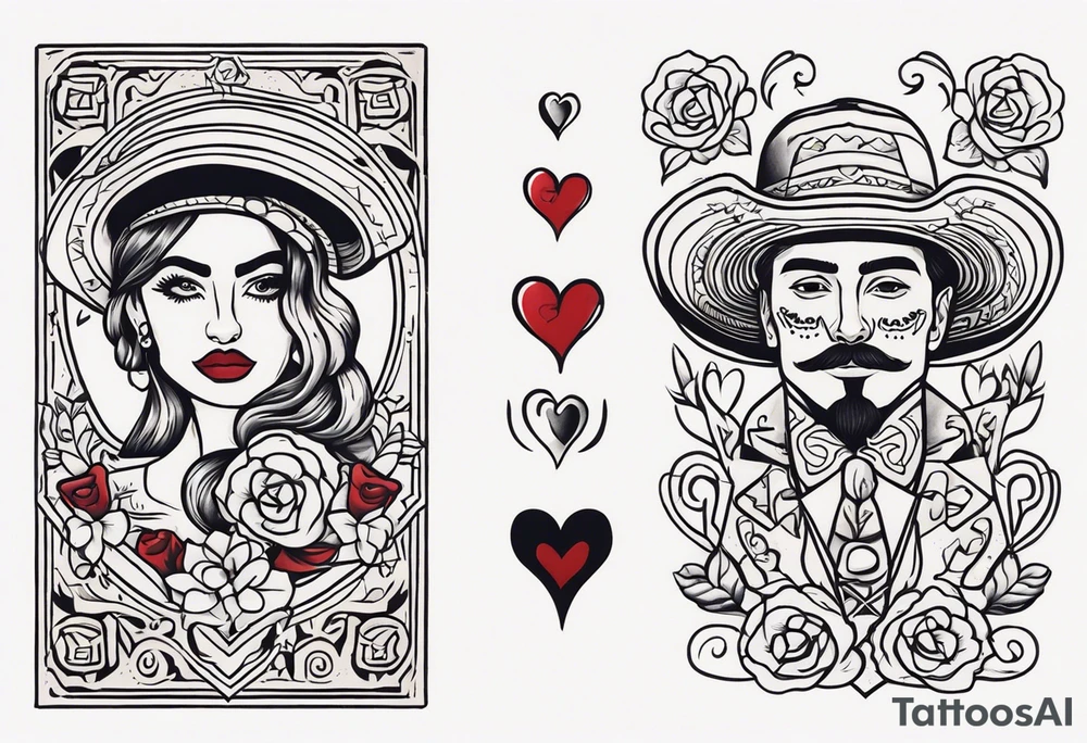 Mexican style tattoo, La pistola y corazón tattoo idea