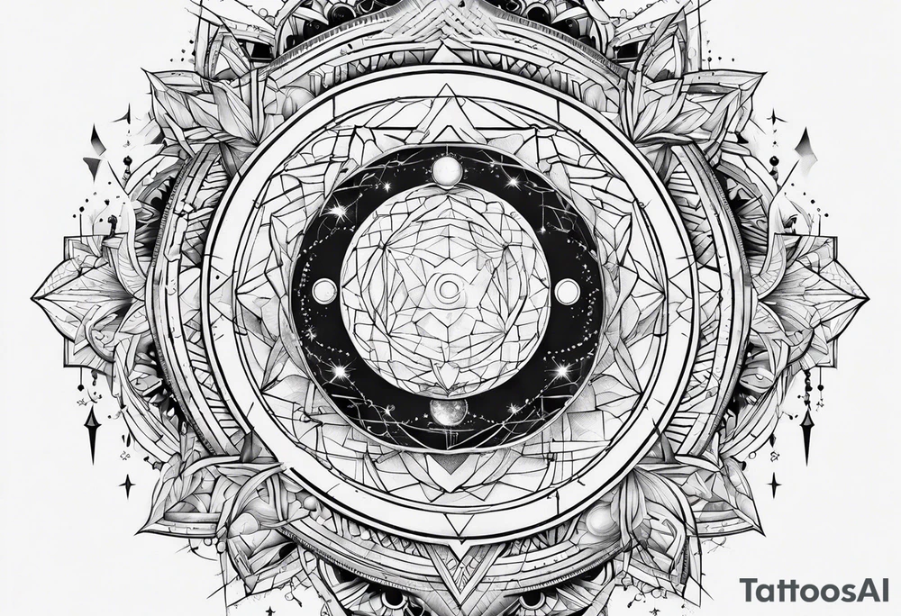 Geometric astronomy linear tattoo idea
