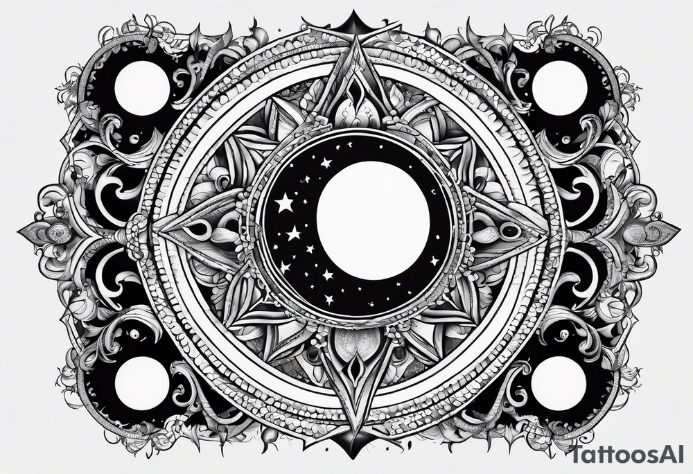 infinity symbol with the sun by one side and the moon by the other, no borders, nothing around, just those shapes tattoo idea