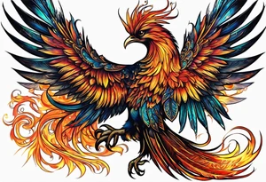 russian firebird phoenix in-flight with very long fancy tail "Isaiah 43: 18-19" tattoo idea