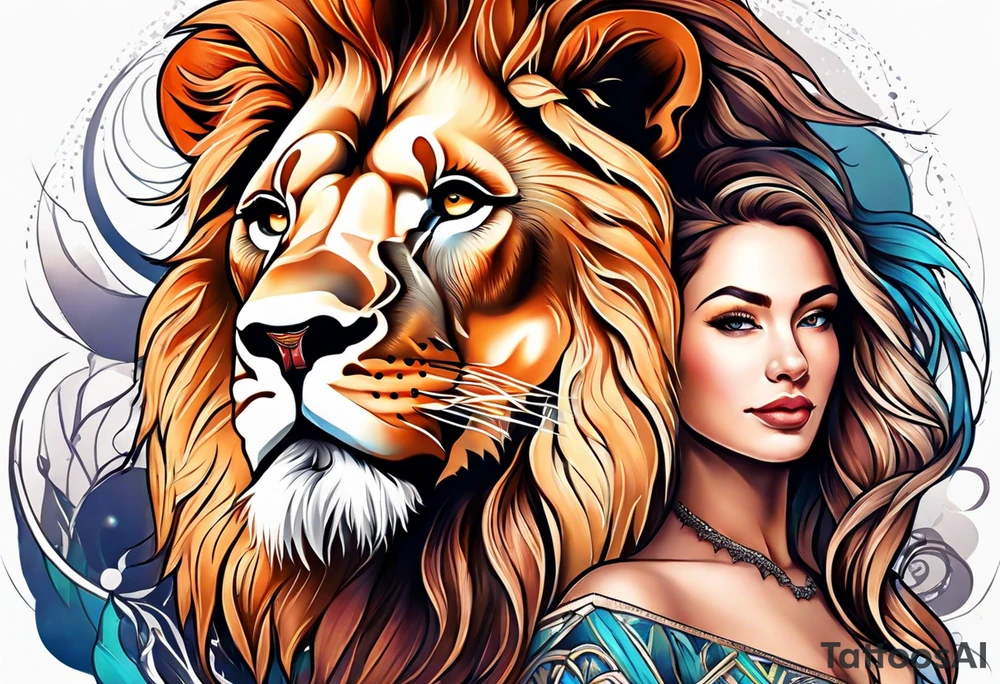 lion and lioness tattoo idea
