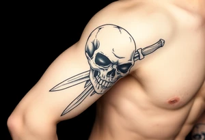 Skull with knives tattoo idea