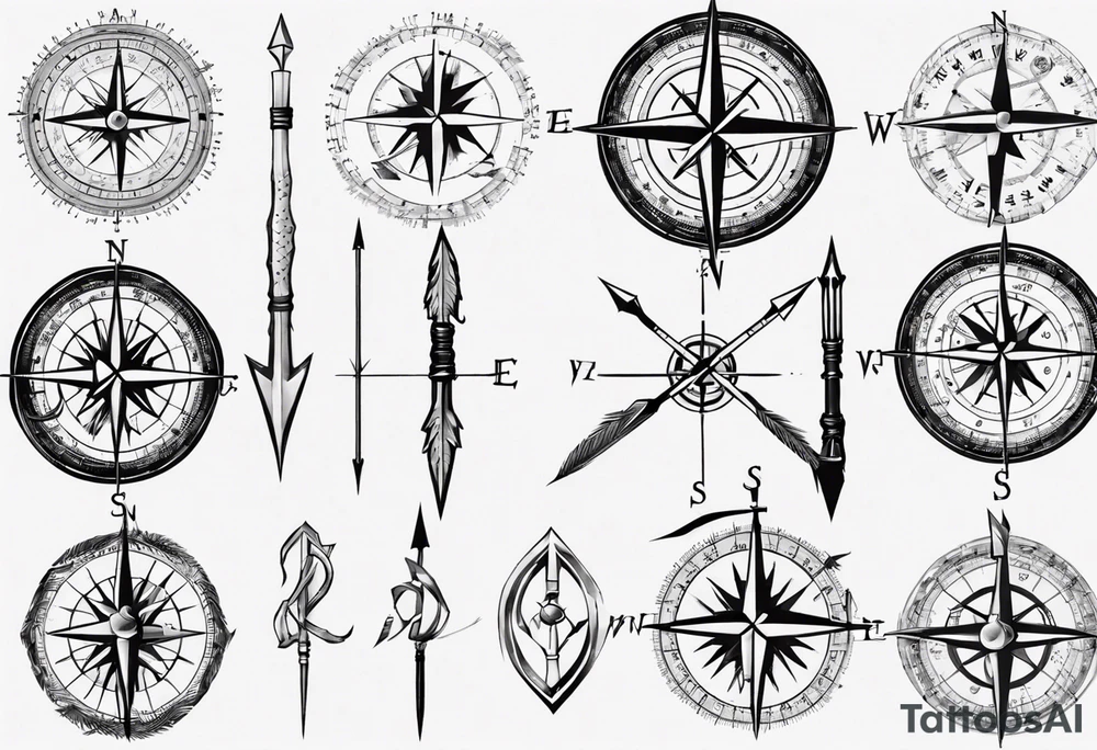 compass with a hunting arrow going through it vertically tattoo idea compass with a hunting arrow going through it vertically tattoo idea