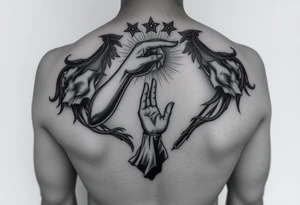 i want a boy reaching out to Jesus hand while falling into the void tattoo idea