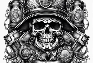 Beer Friend Memorial Fishing Marines tattoo idea