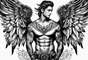 chest Christianity and wings tattoo idea