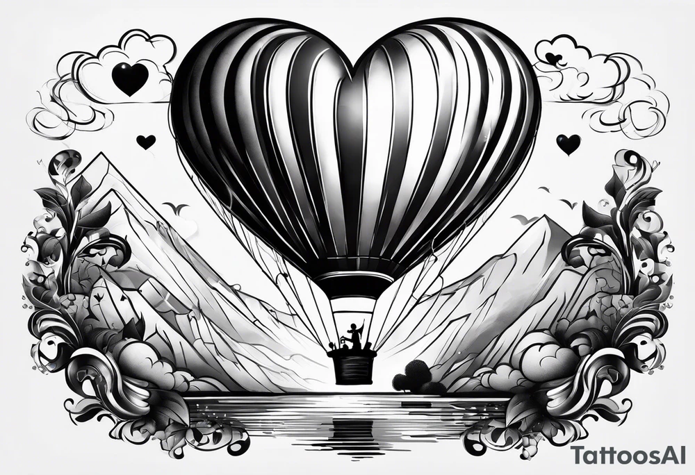 the man save my life with heart baloon with heartbeat pulse tattoo idea