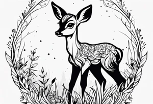dark themed crying bambi fawn tattoo idea