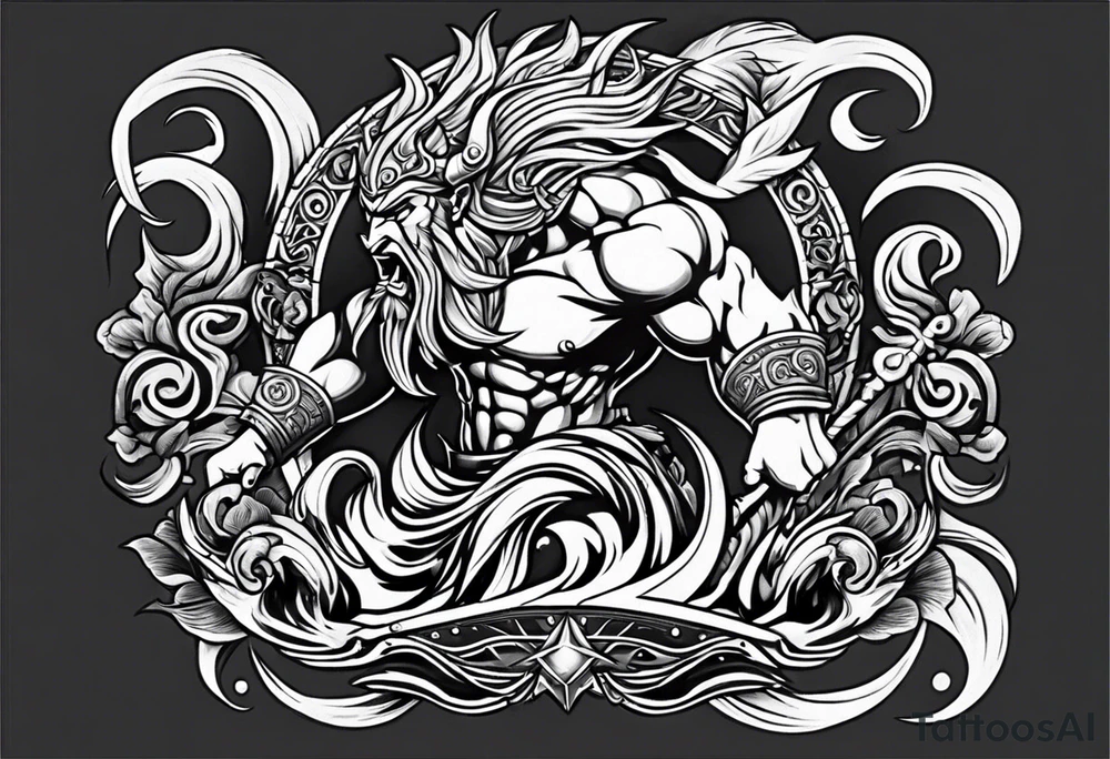 A triton with power symbols tattoo idea