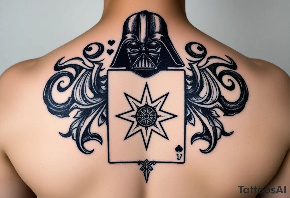 king of hearts card with army star Darth Vader tattoo idea