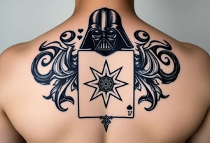 king of hearts card with army star Darth Vader tattoo idea