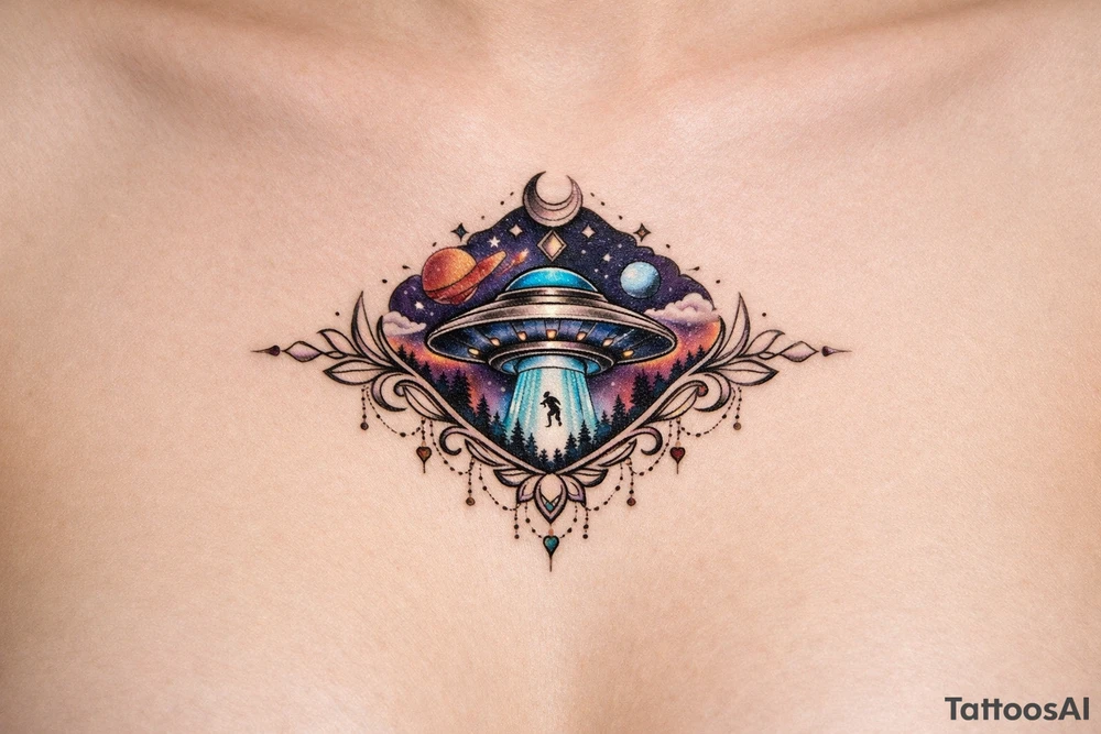 ufo under breast or space tattoo idea