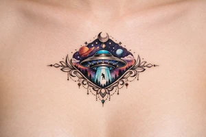ufo under breast or space tattoo idea