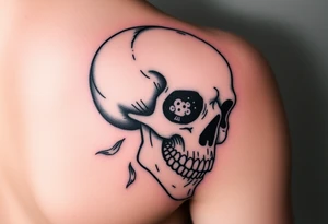 left side of a skull with 'The Last Of Us' fungus out of its eyes and mouth tattoo idea