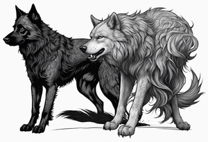 Harry Potter Werewolf and black dog standing side by side tattoo idea