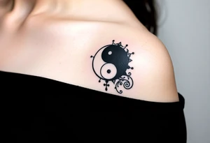 Magestic symbol combining ying yang, Gemini symbol,  and spiral Paisleys tattoo idea