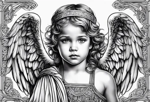 Littl angel kid, roman style tattoo idea