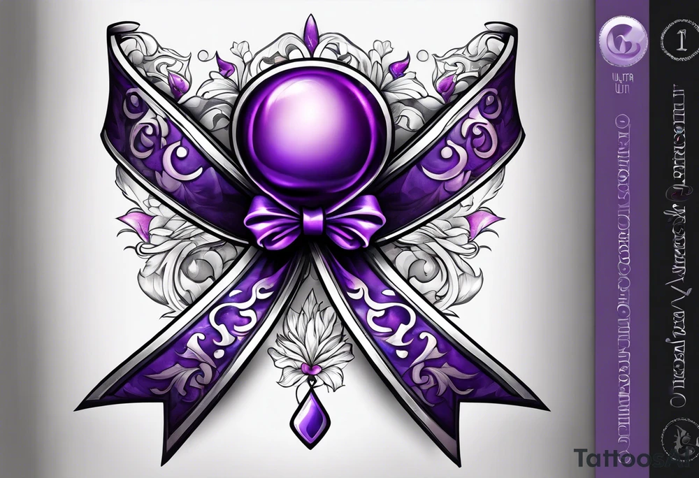 Purple cancer ribbon tattoo idea