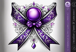 Purple cancer ribbon tattoo idea