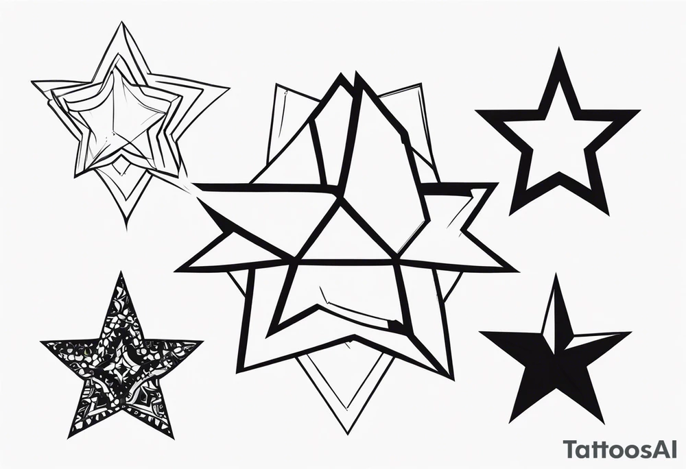 Five artistic stars two big three small tattoo idea