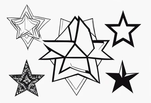 Five artistic stars two big three small tattoo idea