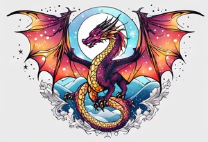 Constellation, wing , snow , cross , dragon japan kawaii tattoo idea
