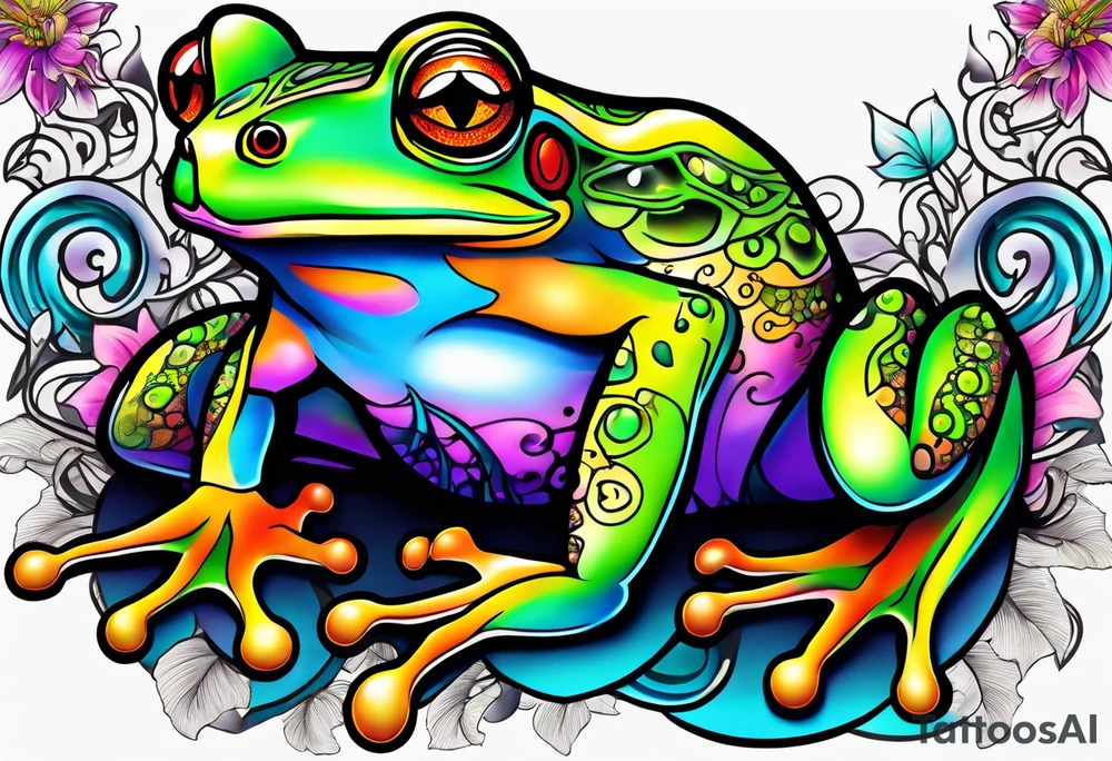a psychedelic frog tattoo idea