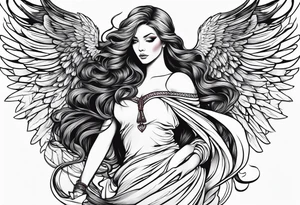 beautiful red hair angel girl tattoo idea