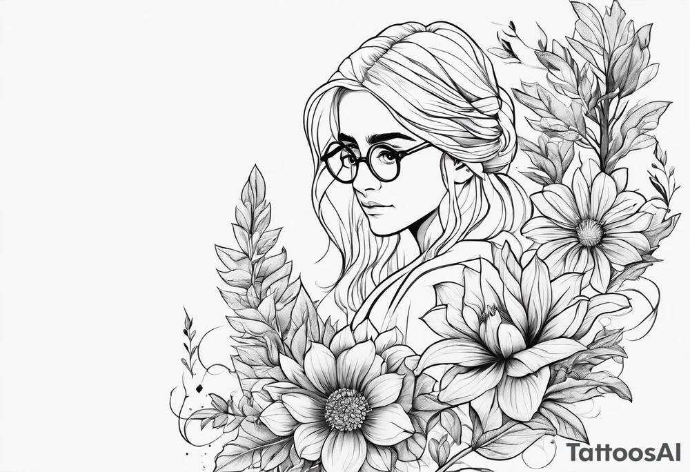 Harry Potter. Flowers. Minimal tattoo idea