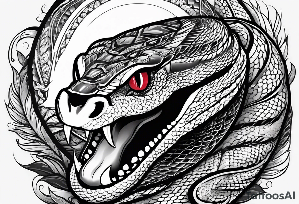 short snake with open mouth tattoo idea