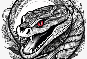 short snake with open mouth tattoo idea