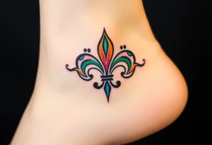 fleur de lis filled in with rainbow colors tattoo idea