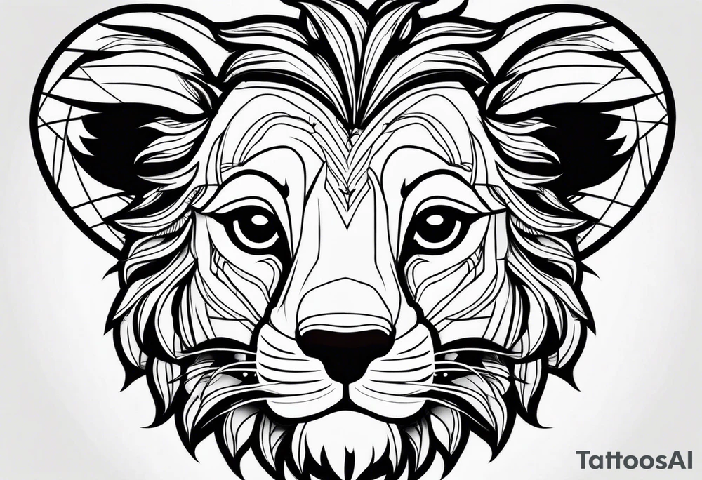 super cute minimal cartoon lion cub tattoo idea