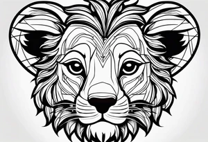 super cute minimal cartoon lion cub tattoo idea