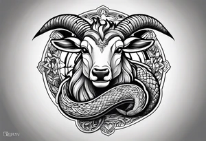 Snake and Goat tattoo idea