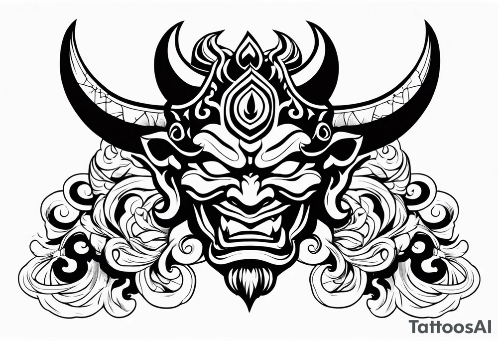 A Oni mask for protection against Evil tattoo idea