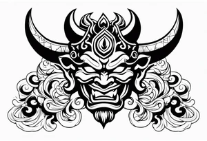 A Oni mask for protection against Evil tattoo idea