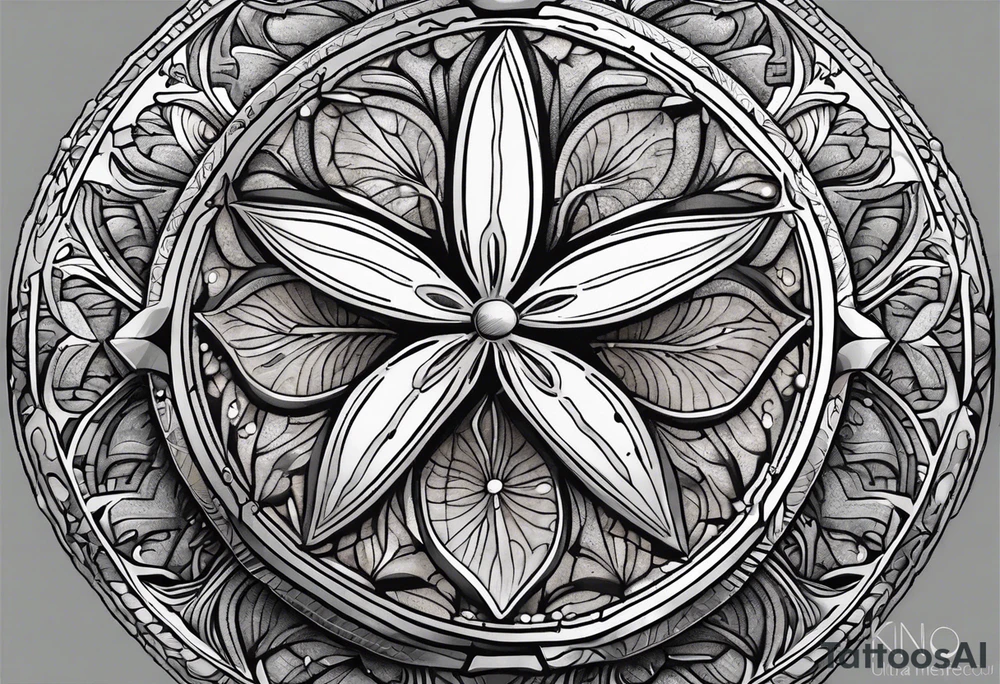 sand dollar 
fine line 
very detailed 
light gray tattoo idea