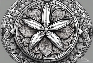 sand dollar 
fine line 
very detailed 
light gray tattoo idea