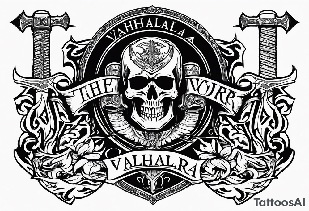 Valhalla sword warrior funeral tattoo idea