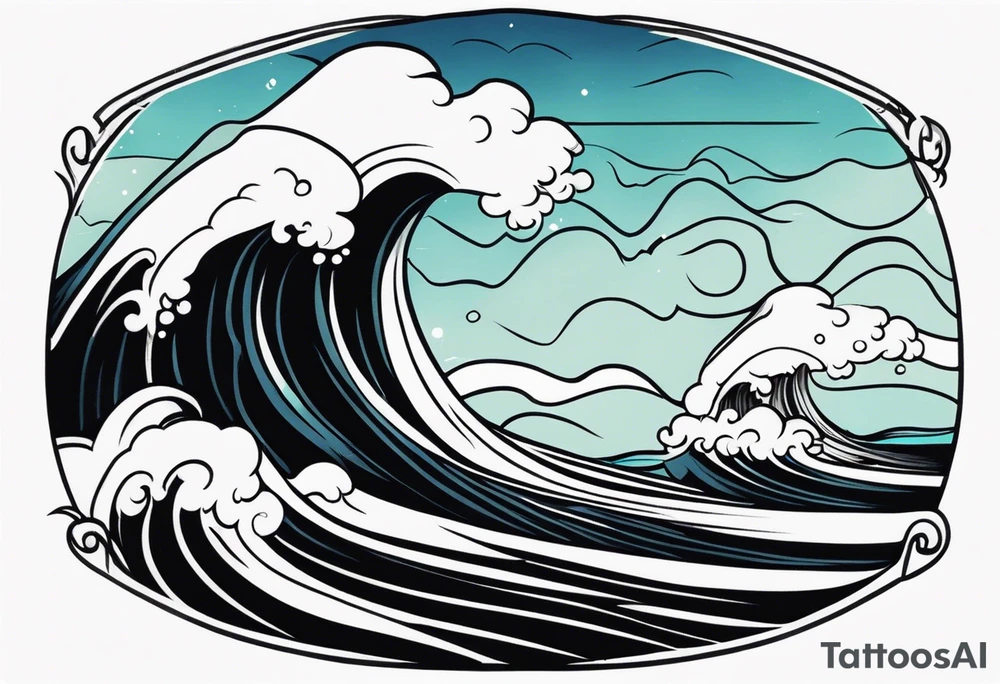 american traditional waves tattoo idea