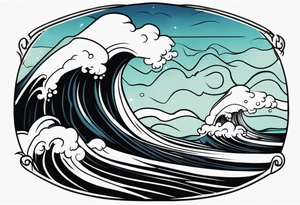 american traditional waves tattoo idea
