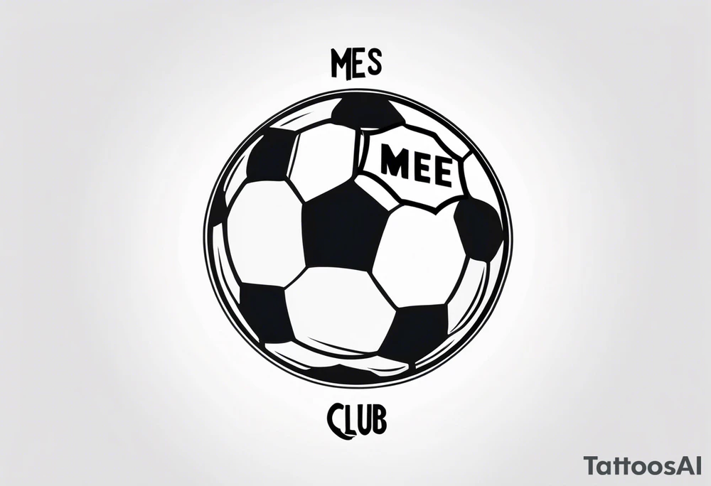 a cross with soccer ball and text MÉS QUE UN CLUB tattoo idea