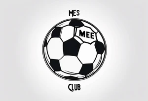 a cross with soccer ball and text MÉS QUE UN CLUB tattoo idea