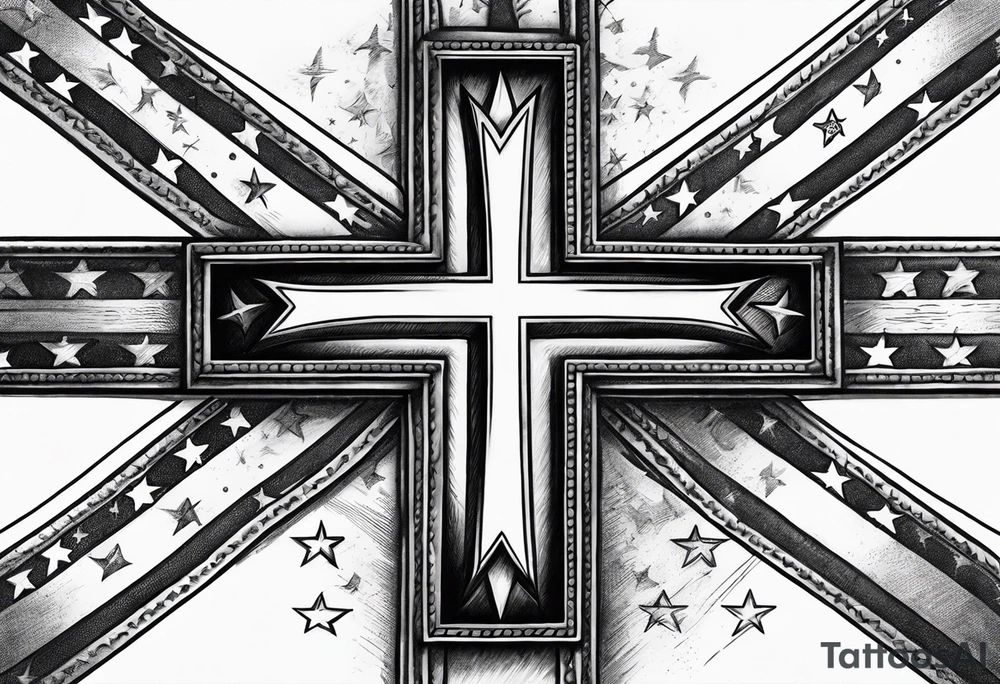cross with an amercian flag theme tattoo idea
