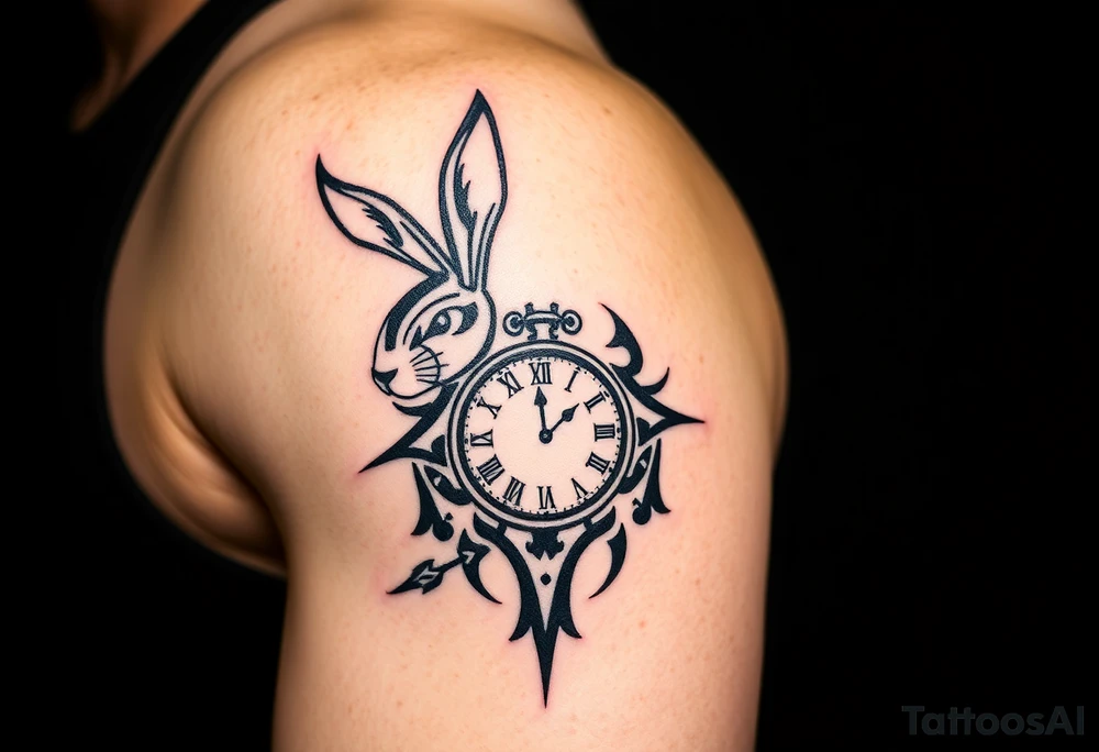 Rabbit with a Clock tattoo idea