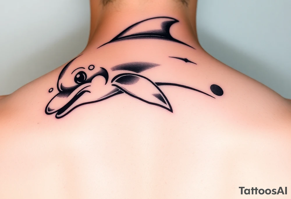 Cartoon dolphin tattoo idea