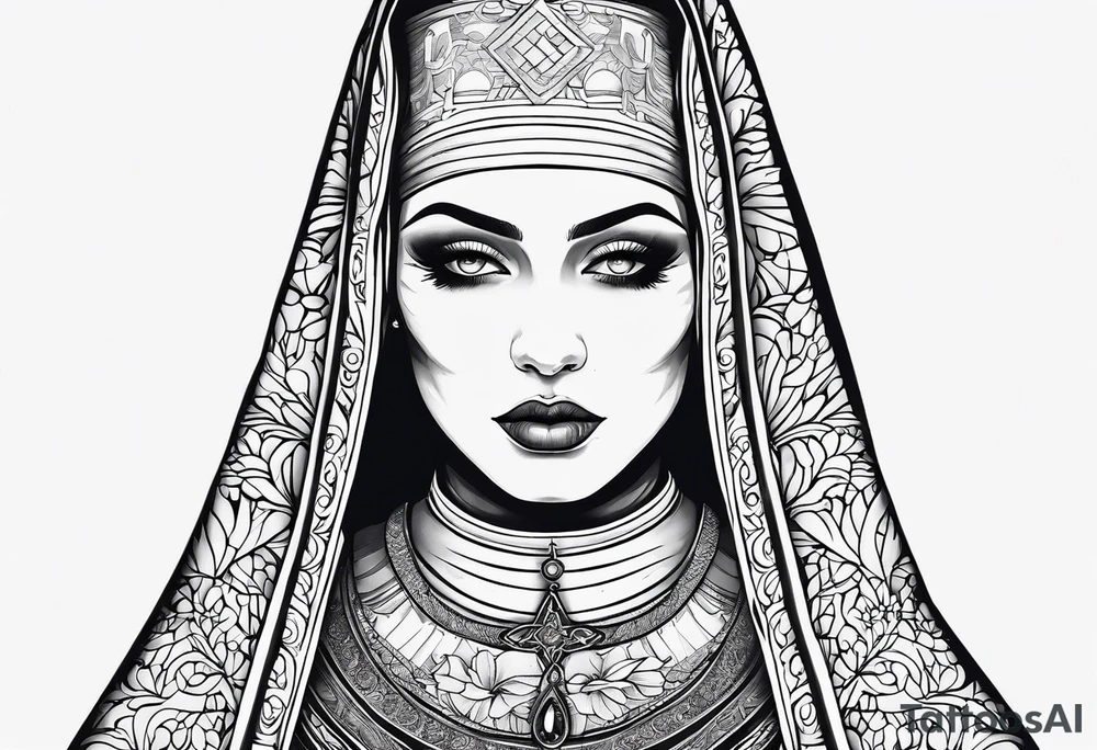 nun with nails in her eyes tattoo idea